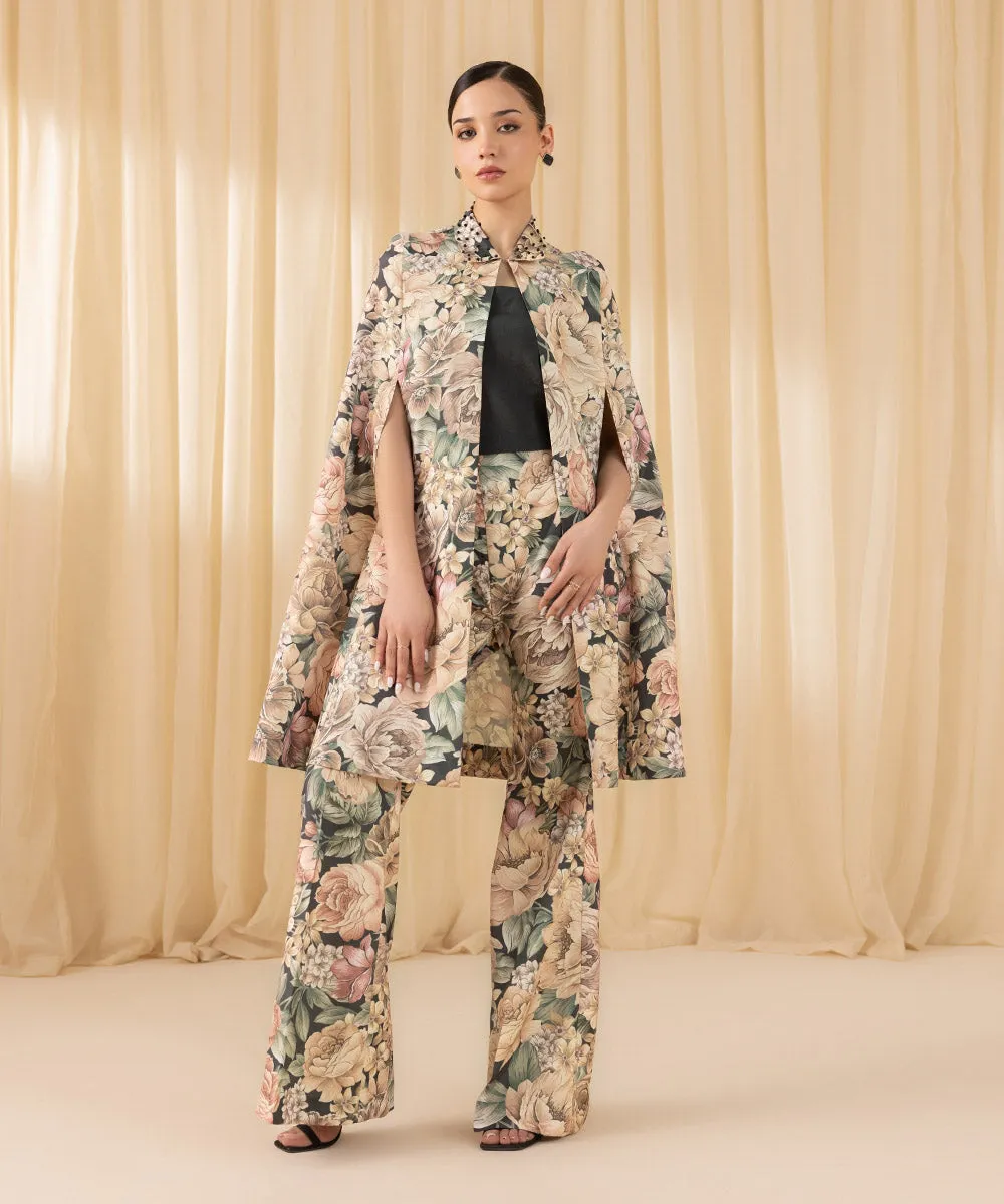 2 Piece - Printed Silk Suit