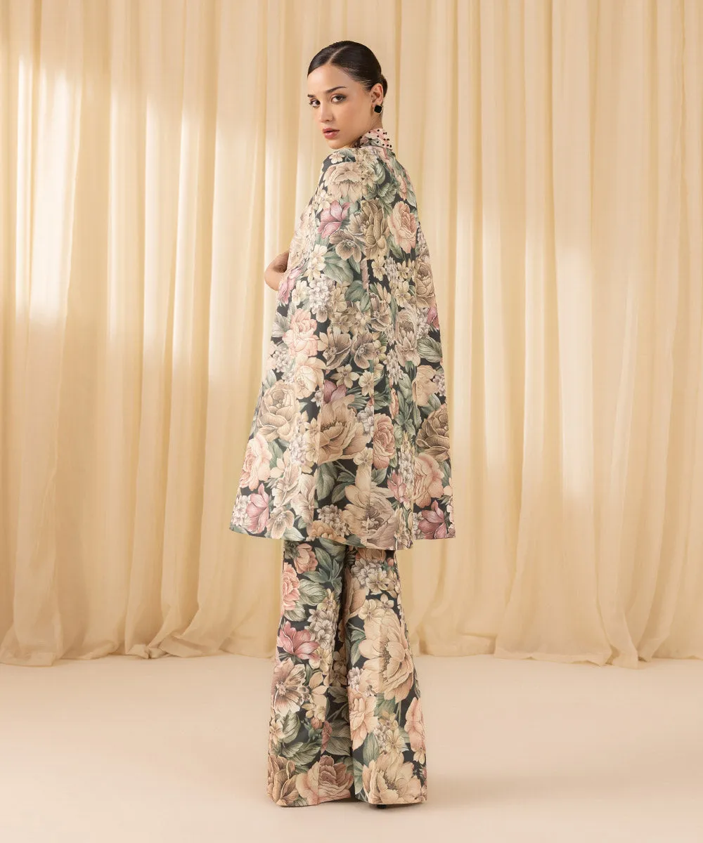 2 Piece - Printed Silk Suit