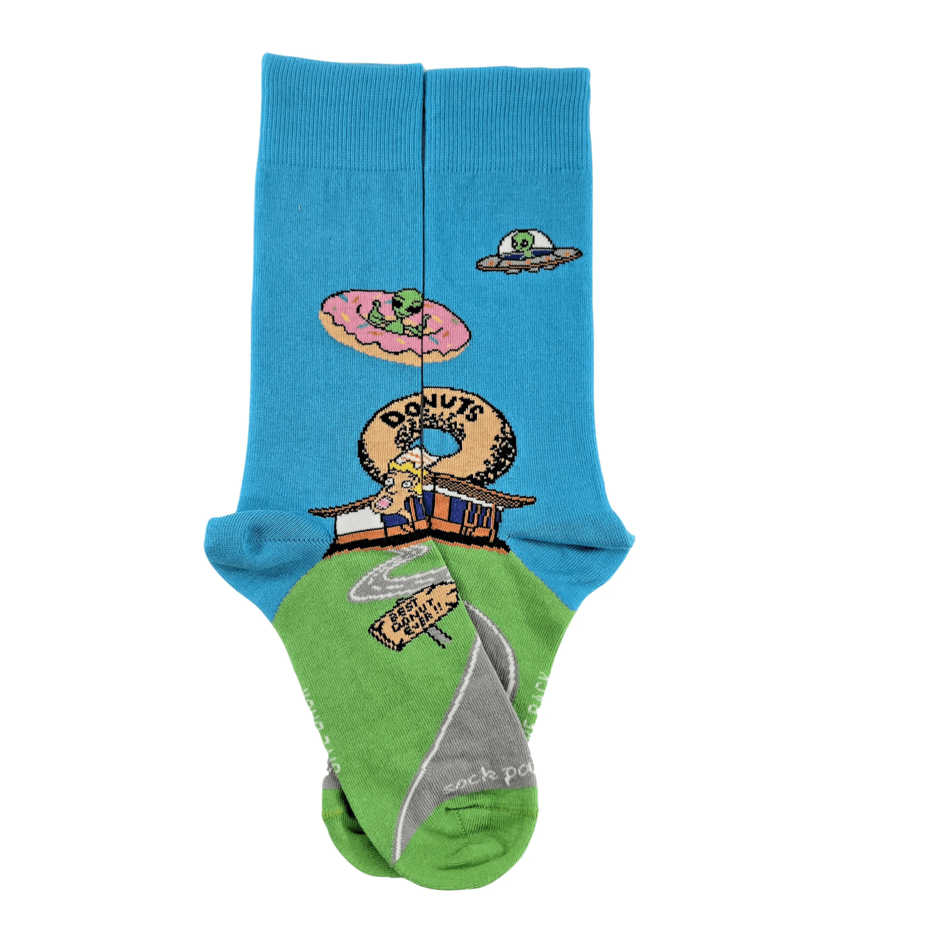 Alien Spaceships Love Donuts from the Sock Panda (Adult Medium - Women's Shoe Sizes 5-10)