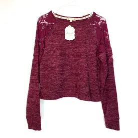 Altar’d State | Floral Super Soft Top Lace L/s Sweater | Color: Taupe | Size: L | NWT