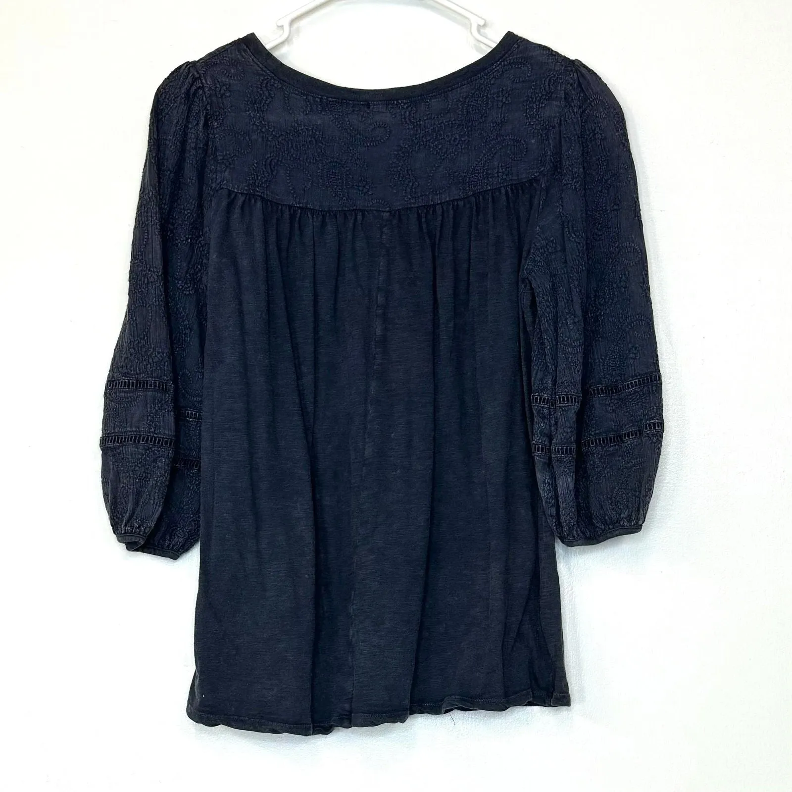 Altar’d State | Womens Contrast-Knit Peasant Top | Color: Blue | Size: S