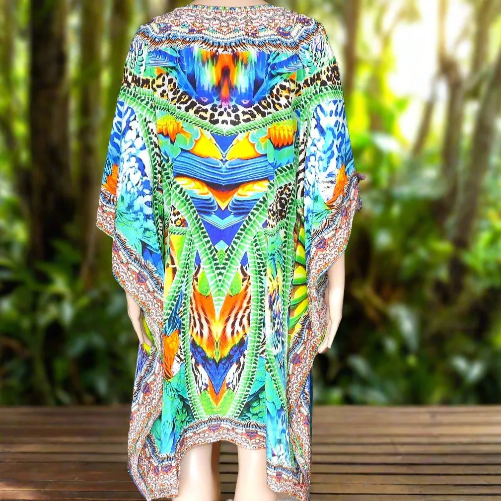 Amira Green Short Embellished Kaftan