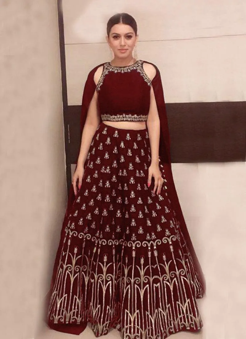 Amusing Maroon Lehenga Choli With Maroon Georgette Dupatta Set