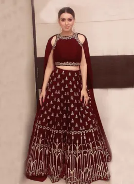 Amusing Maroon Lehenga Choli With Maroon Georgette Dupatta Set