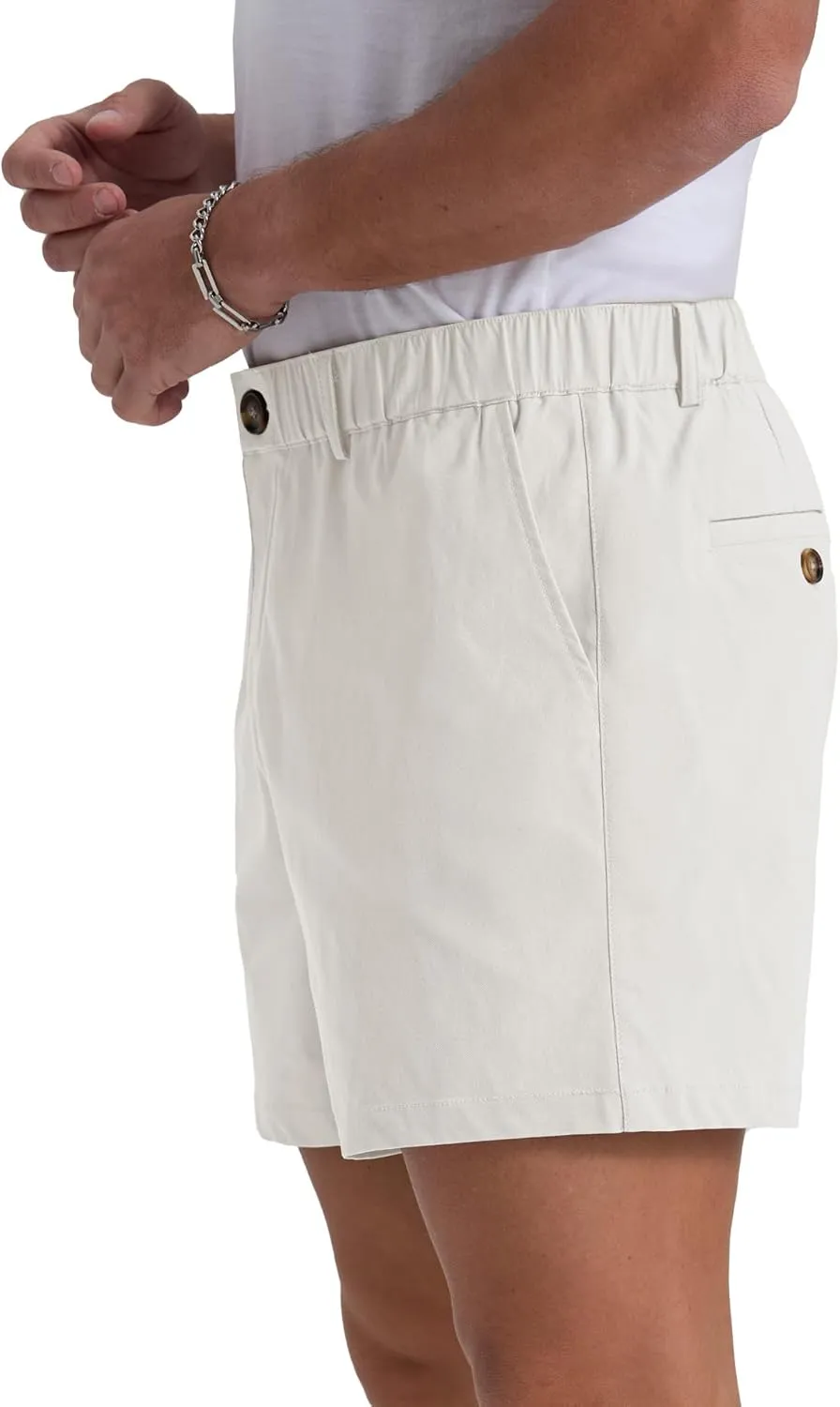 Askdeer Men's 5.5" Shorts Classic-fit Casual Elastic Waistband Shorts Summer Walking, Office, Daily Wear with Multi-Pockets