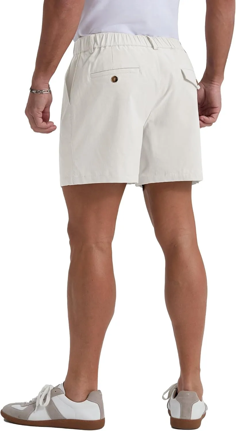 Askdeer Men's 5.5" Shorts Classic-fit Casual Elastic Waistband Shorts Summer Walking, Office, Daily Wear with Multi-Pockets