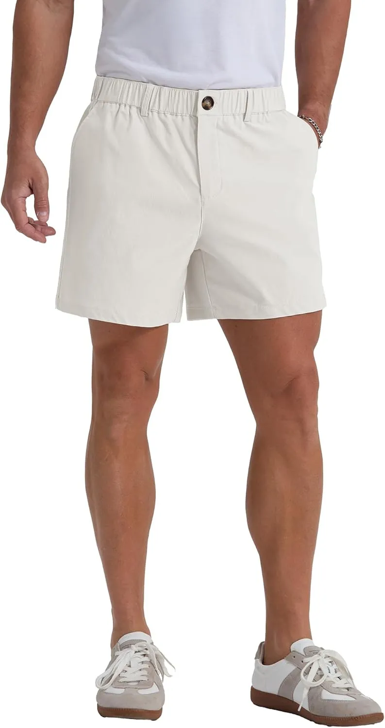 Askdeer Men's 5.5" Shorts Classic-fit Casual Elastic Waistband Shorts Summer Walking, Office, Daily Wear with Multi-Pockets