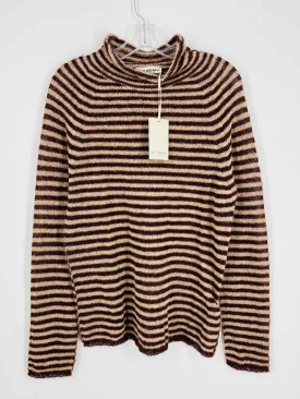 Attic and Barn Size L Brown/Beige Stripe Wool Blend NEW Designer Sweater