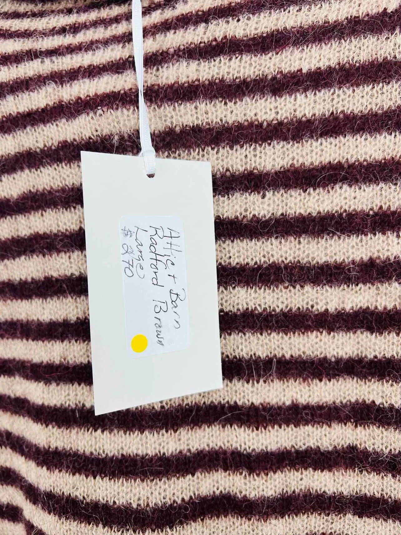 Attic and Barn Size L Brown/Beige Stripe Wool Blend NEW Designer Sweater