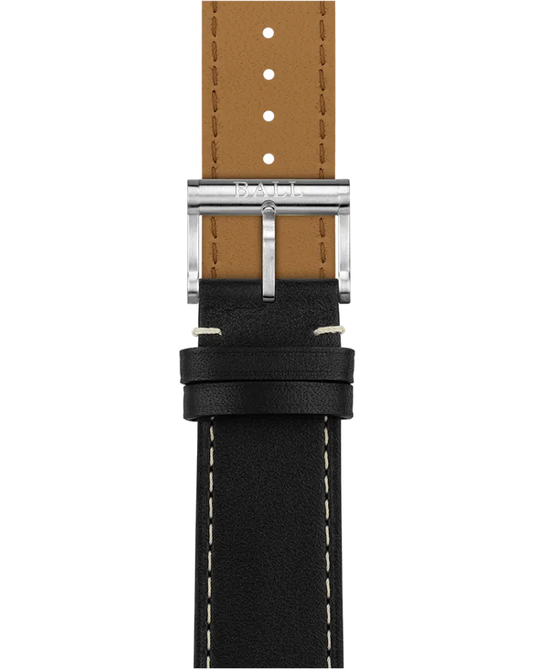 Ball Black calf leather 20mm - Brushed pin buckle