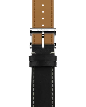Ball Black calf leather 21mm - Polished Pin Buckle