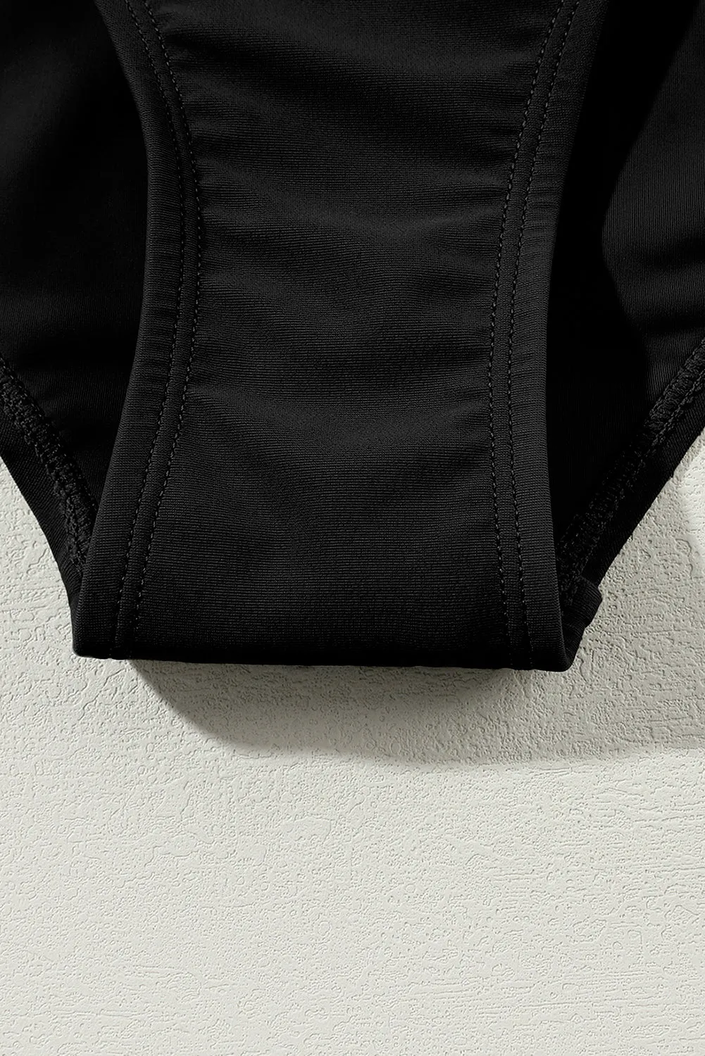 Black Contrast Trim U Neck One Piece Swimwear