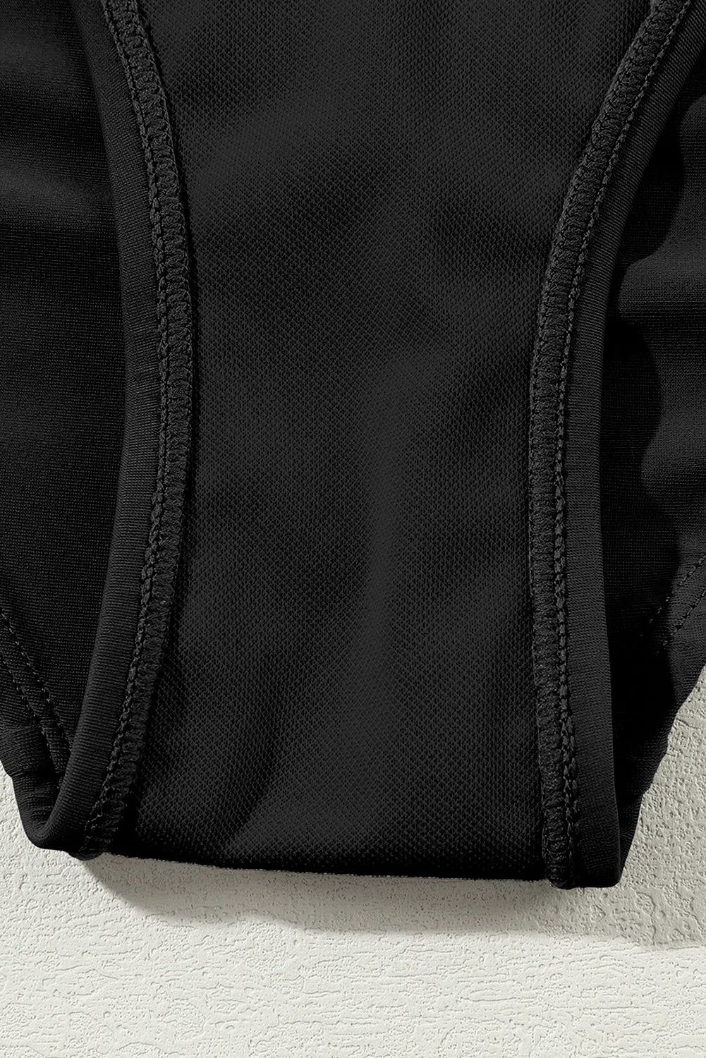 Black Contrast Trim U Neck One Piece Swimwear