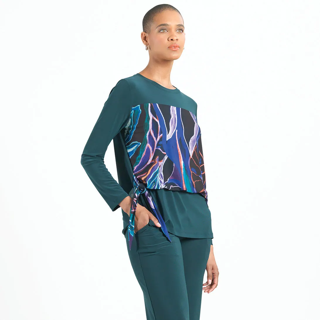 Blouson Overlay Side Tie Detail Top - Petal Sketch