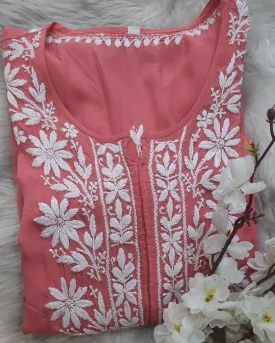 Blush Red Chikankari Kurta