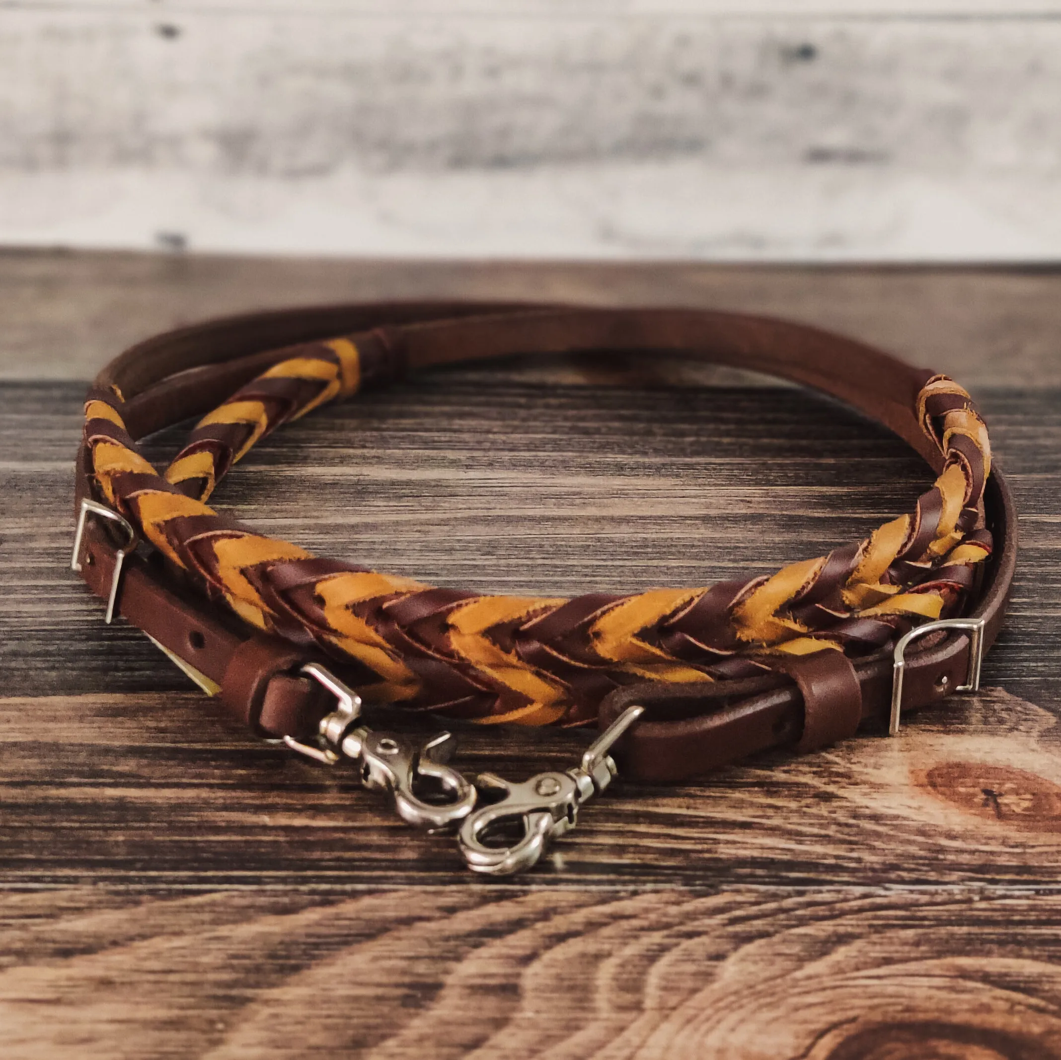 Brown & Tan Double Laced Barrel Reins