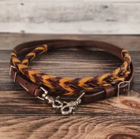 Brown & Tan Double Laced Barrel Reins