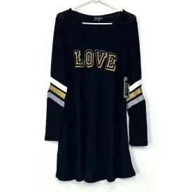 Btween | Juniors Sweater Dress Glitter ‘Love’ & Stripes | Color: Black | Size: M | NWT