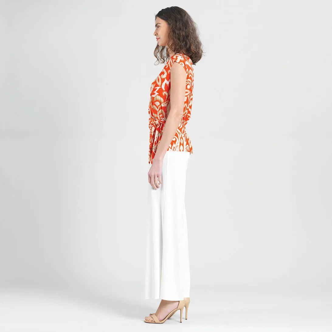 Butter Knit - Cap Sleeve Side Tie Top - Paisley Lotus Coral - Final Sale!