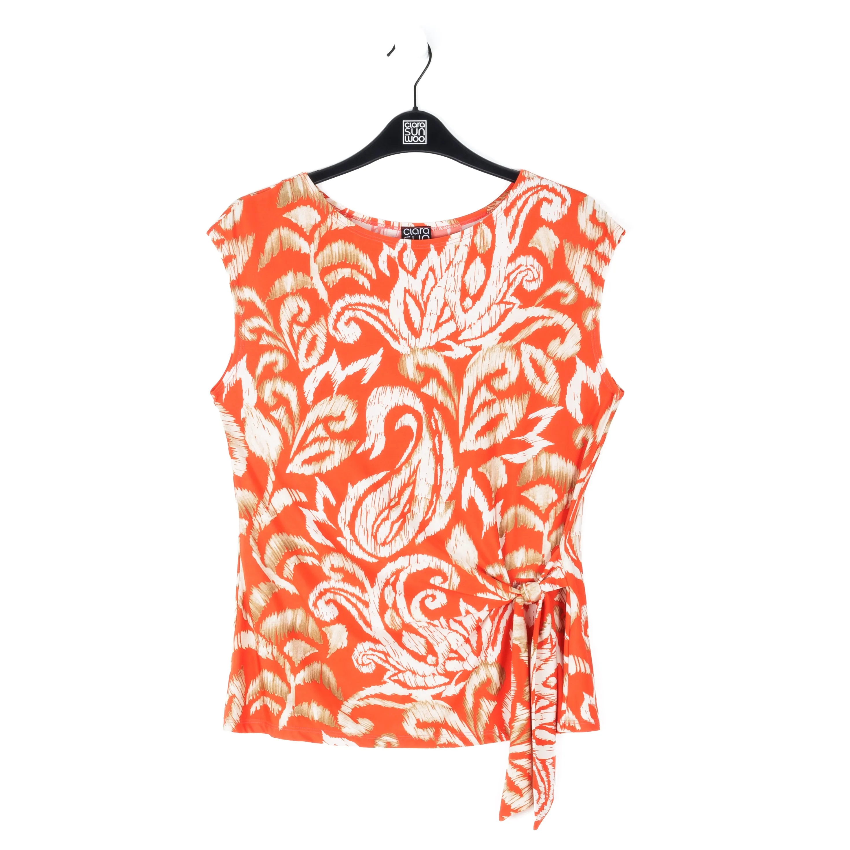 Butter Knit - Cap Sleeve Side Tie Top - Paisley Lotus Coral - Final Sale!