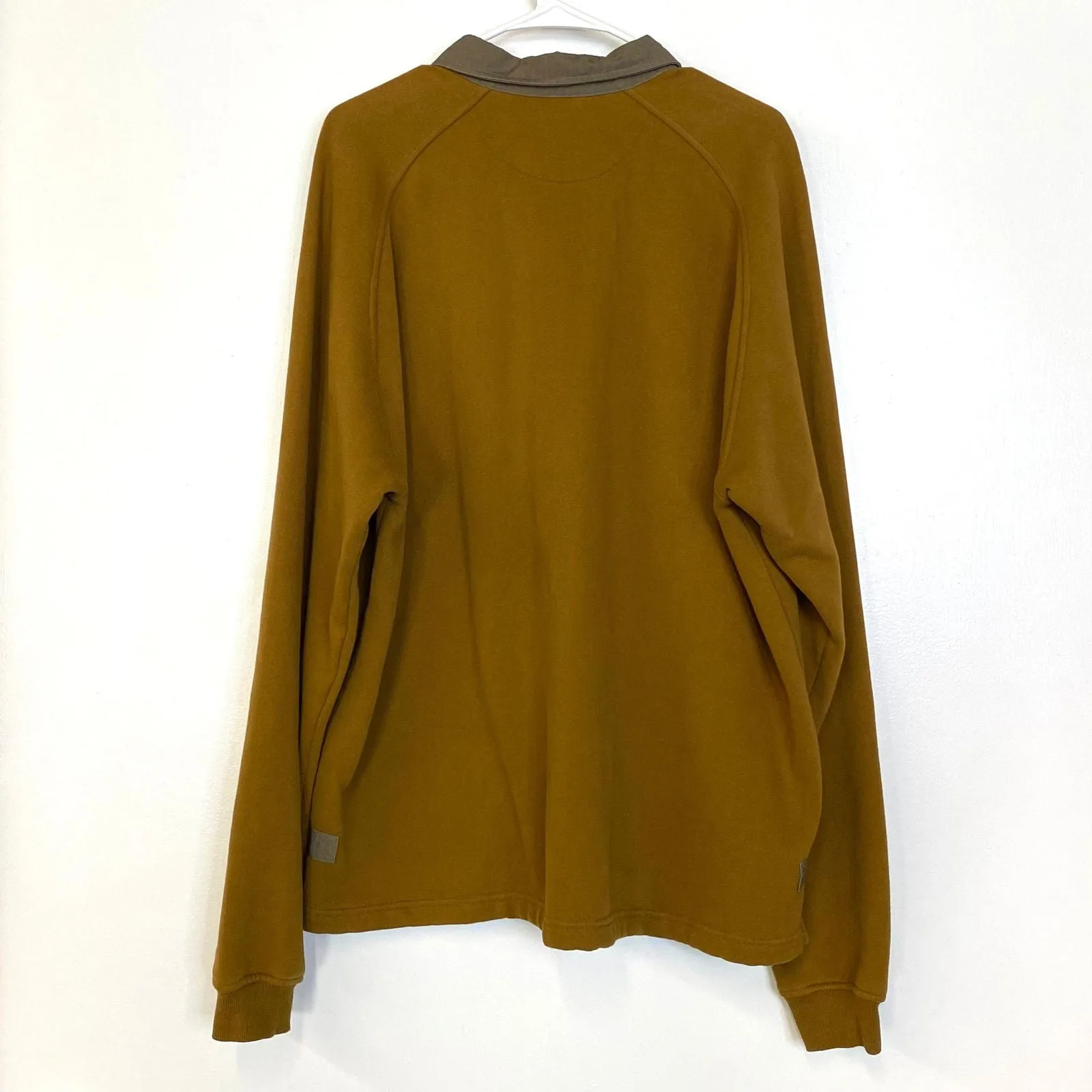 Cabelas Mens Size XL Mustard Yellow/Beige 4-Button Pullover Sweater L/s