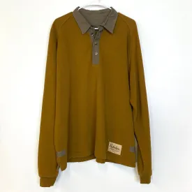 Cabelas Mens Size XL Mustard Yellow/Beige 4-Button Pullover Sweater L/s