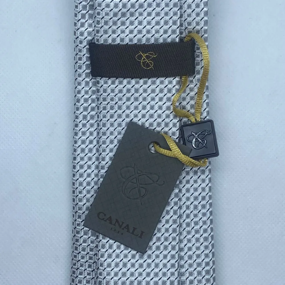 Canali Silver Grey Silk Tie