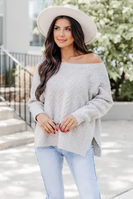 Candid Feelings Beige Boat Neck Textured Sweater