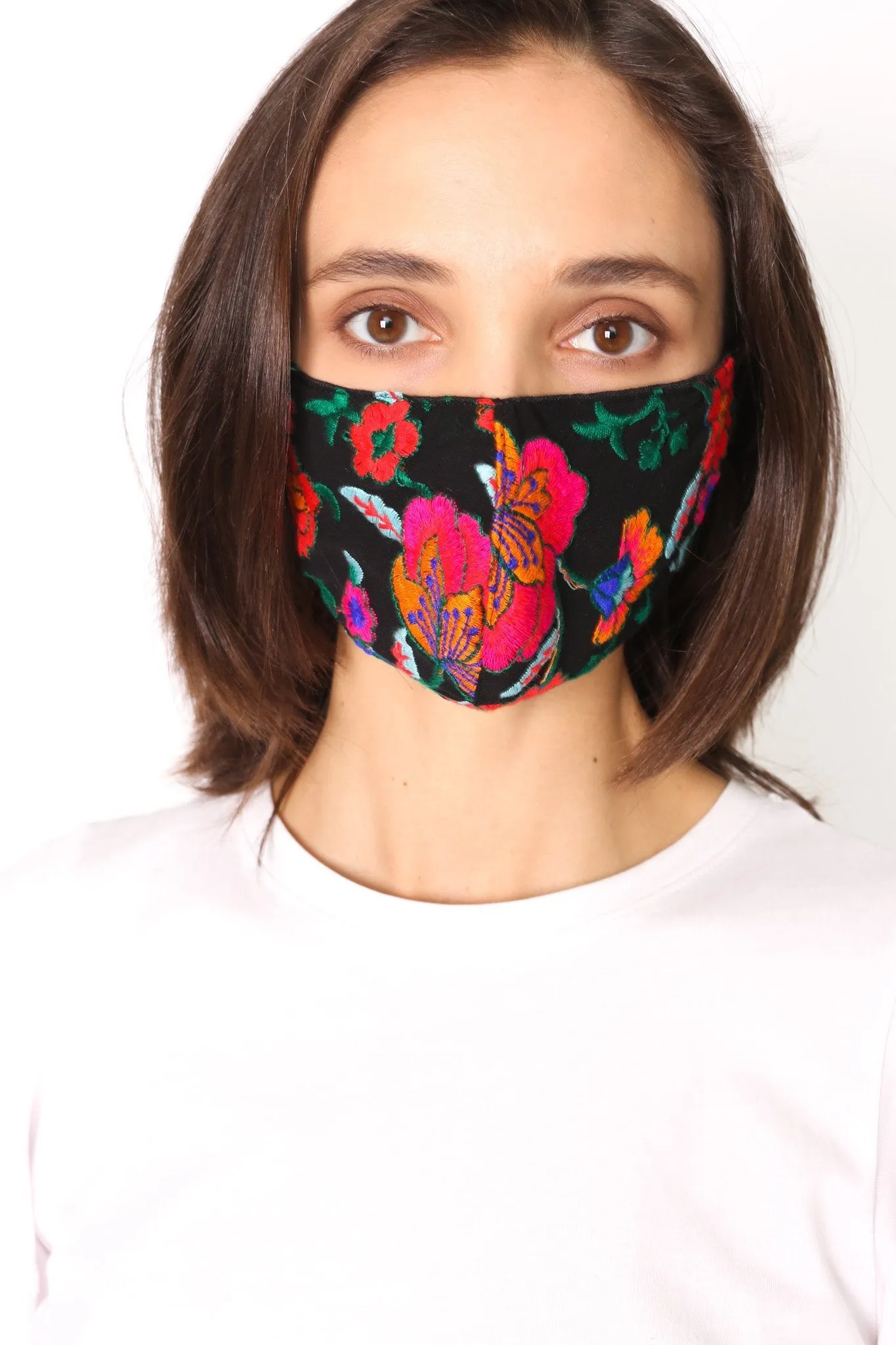 CHIFFON SILK EMBROIDERED FACE MASK LATA