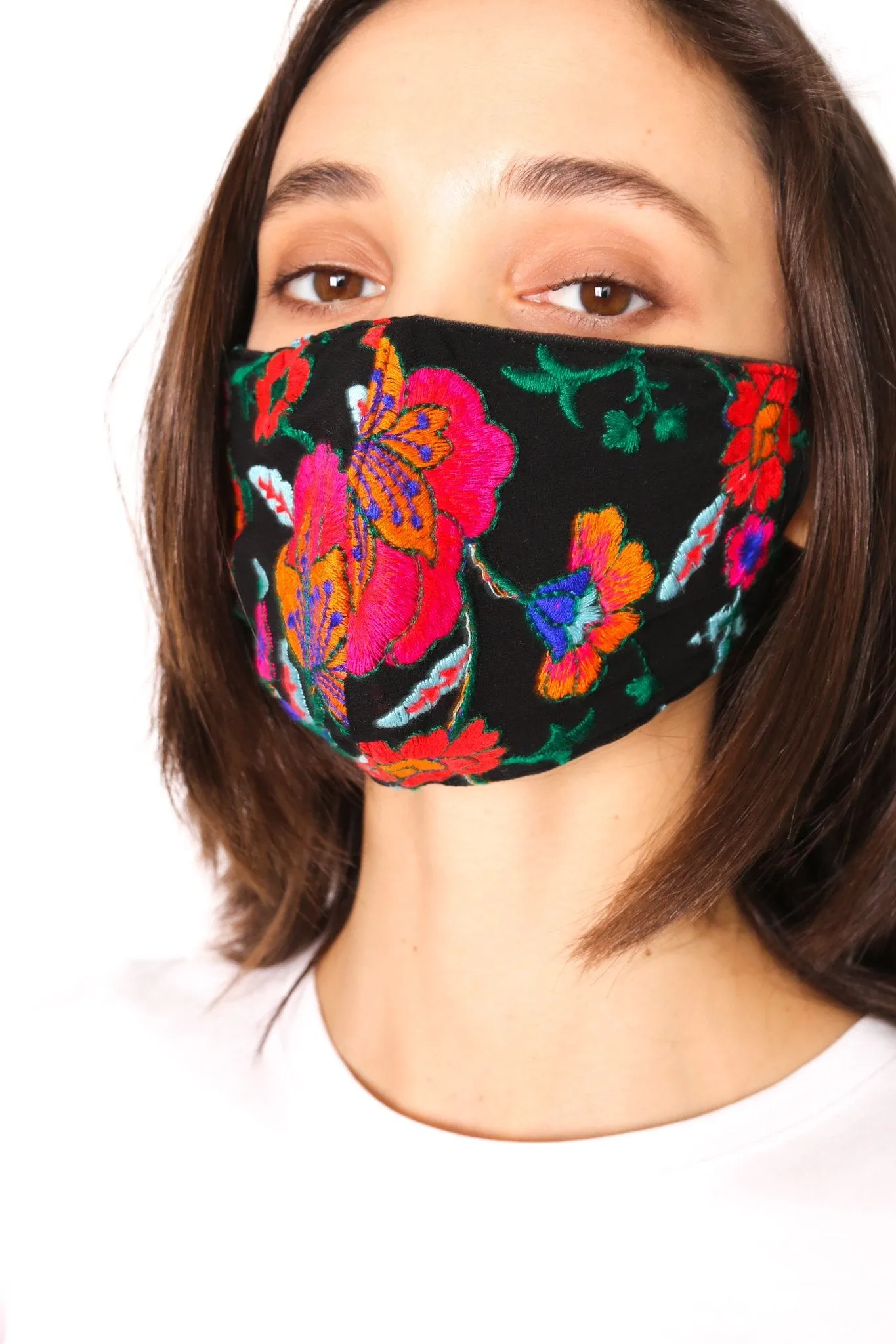 CHIFFON SILK EMBROIDERED FACE MASK LATA