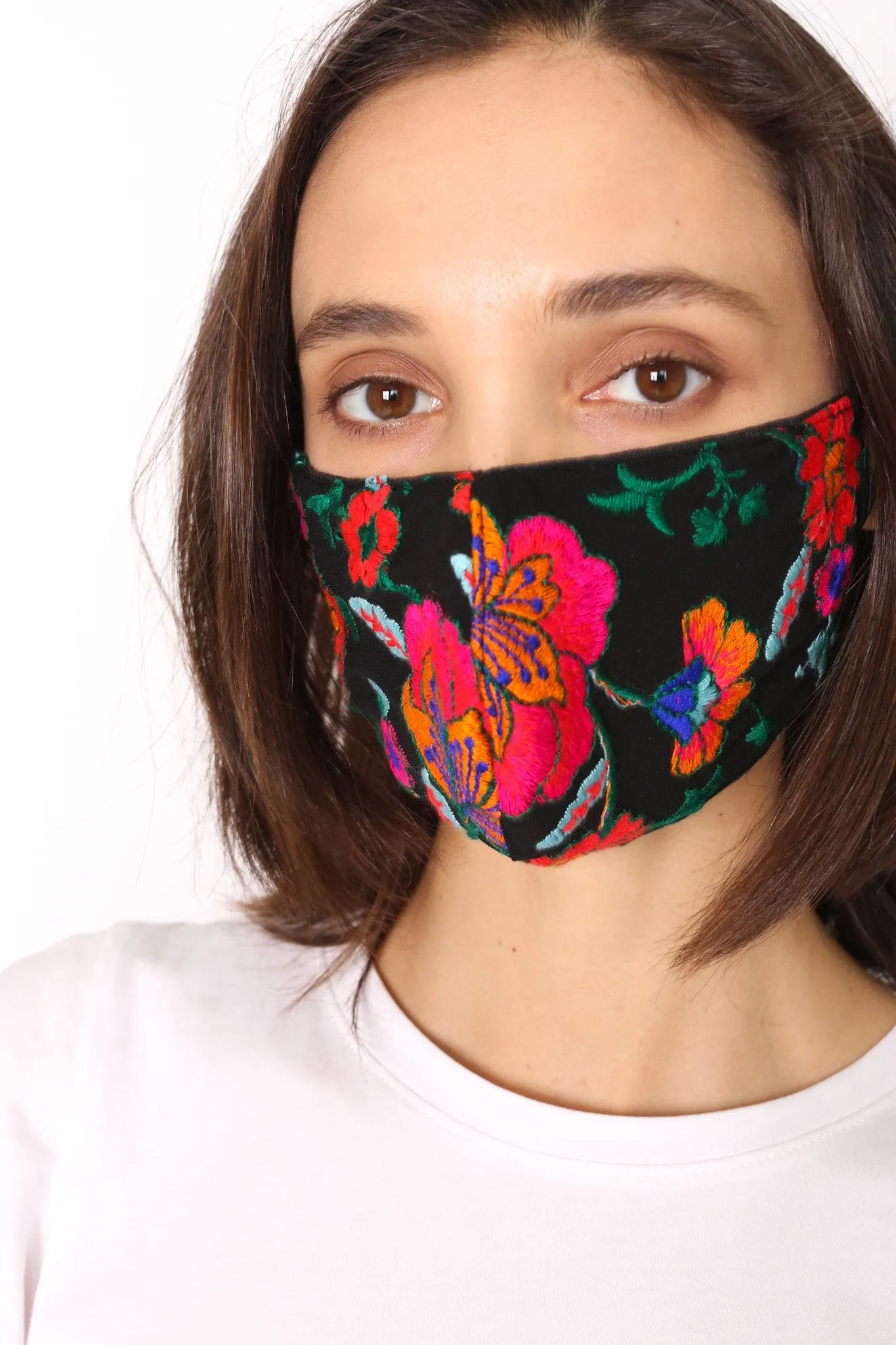 CHIFFON SILK EMBROIDERED FACE MASK LATA