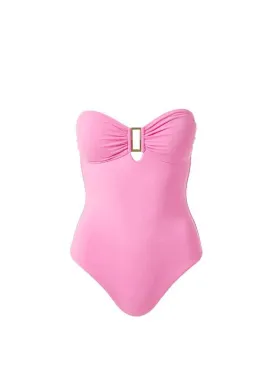 Como Bandeau Rectangular Detail One-Piece Pink