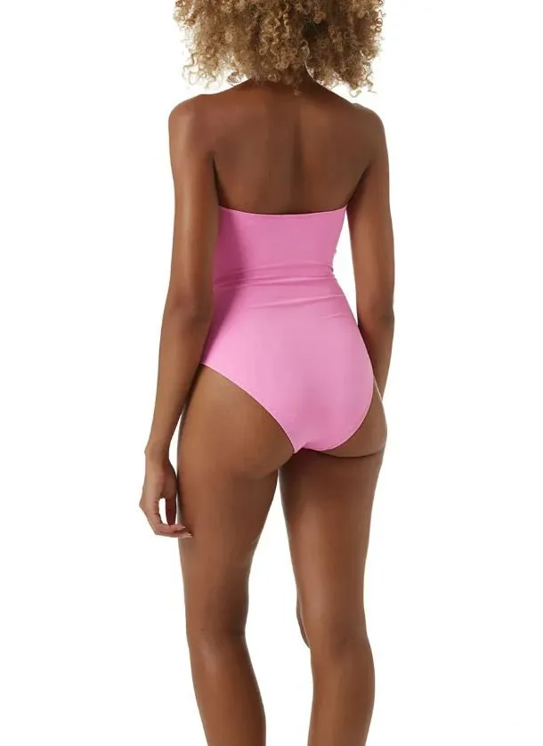 Como Bandeau Rectangular Detail One-Piece Pink