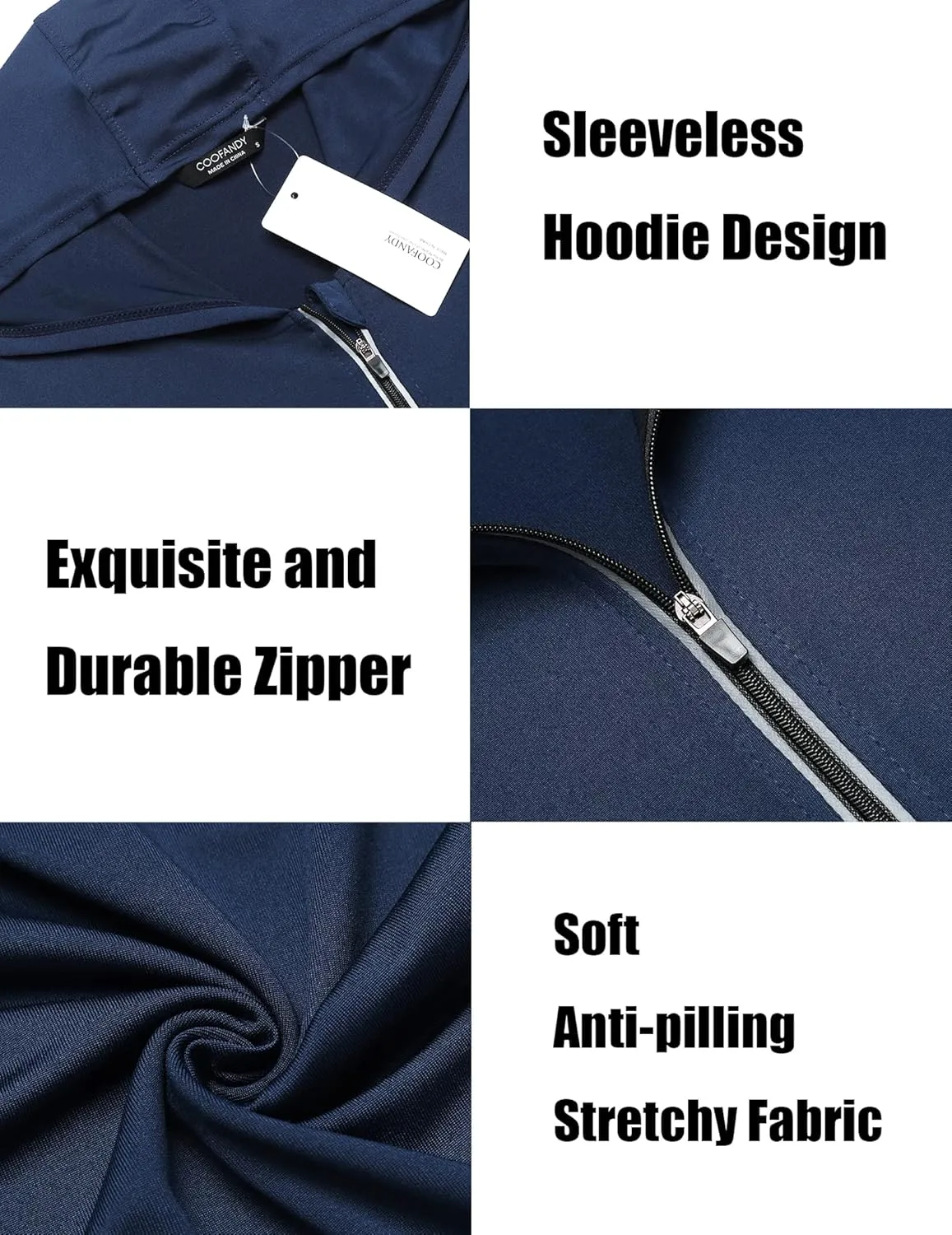 COOFANDY Men's Workout Hooded Tank Tops Zip Up Sleeveless Hoodie Bodybuilding Fitness Gym Muscle Cut Off T Shirt
