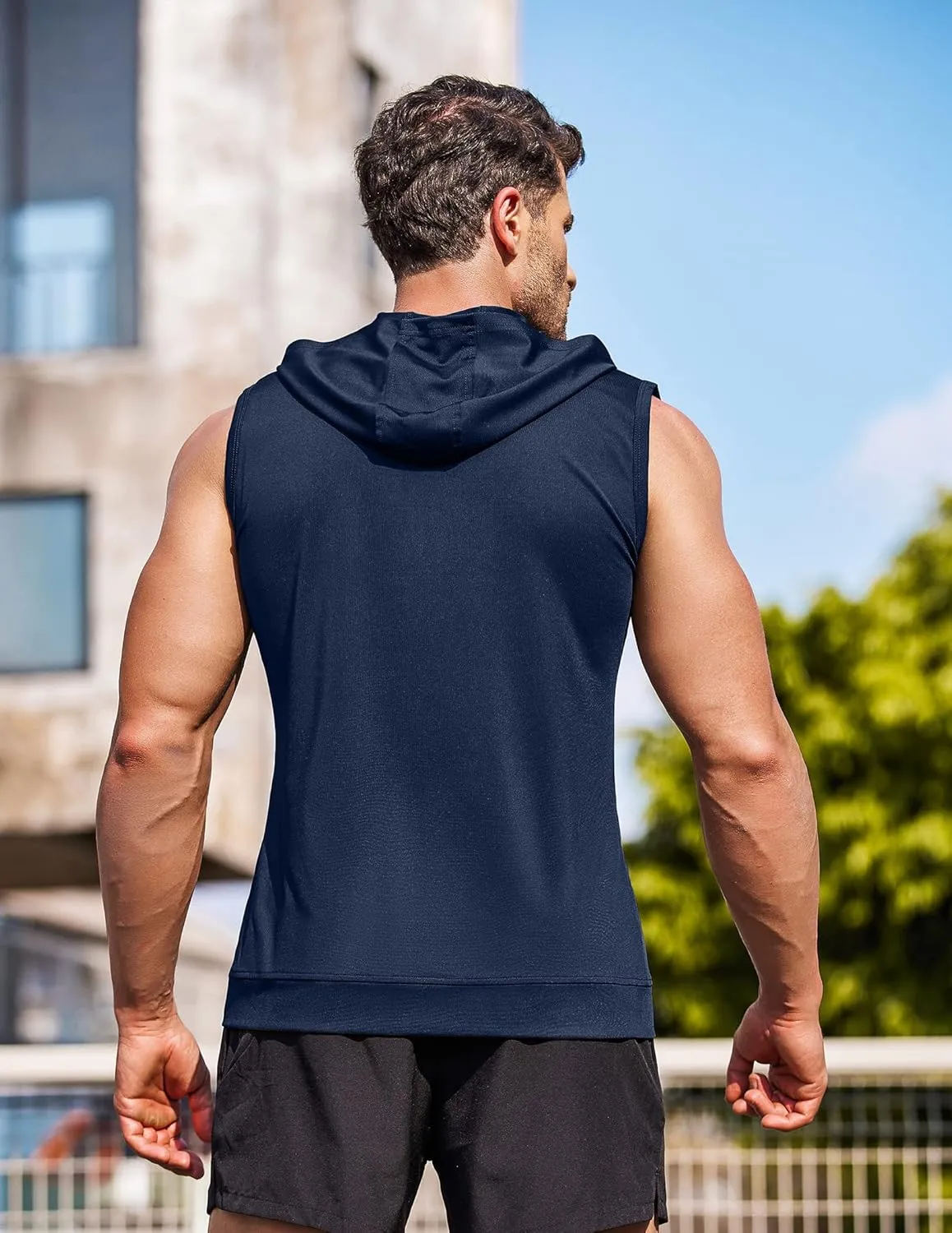 COOFANDY Men's Workout Hooded Tank Tops Zip Up Sleeveless Hoodie Bodybuilding Fitness Gym Muscle Cut Off T Shirt