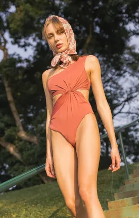 Coral Pink Cut Out One Piece Swimsuit