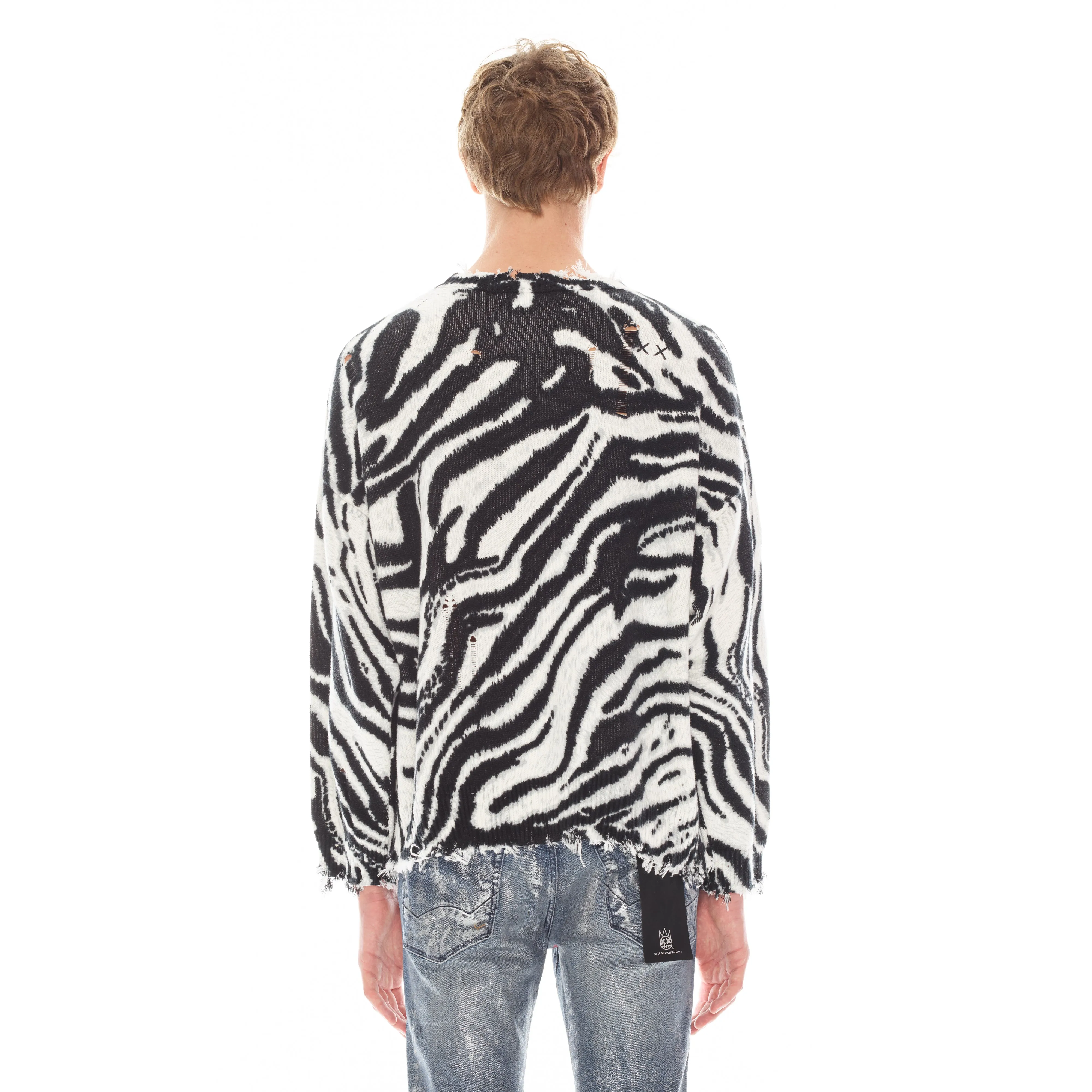 CREW NECK SWEATER IN ZEBRA