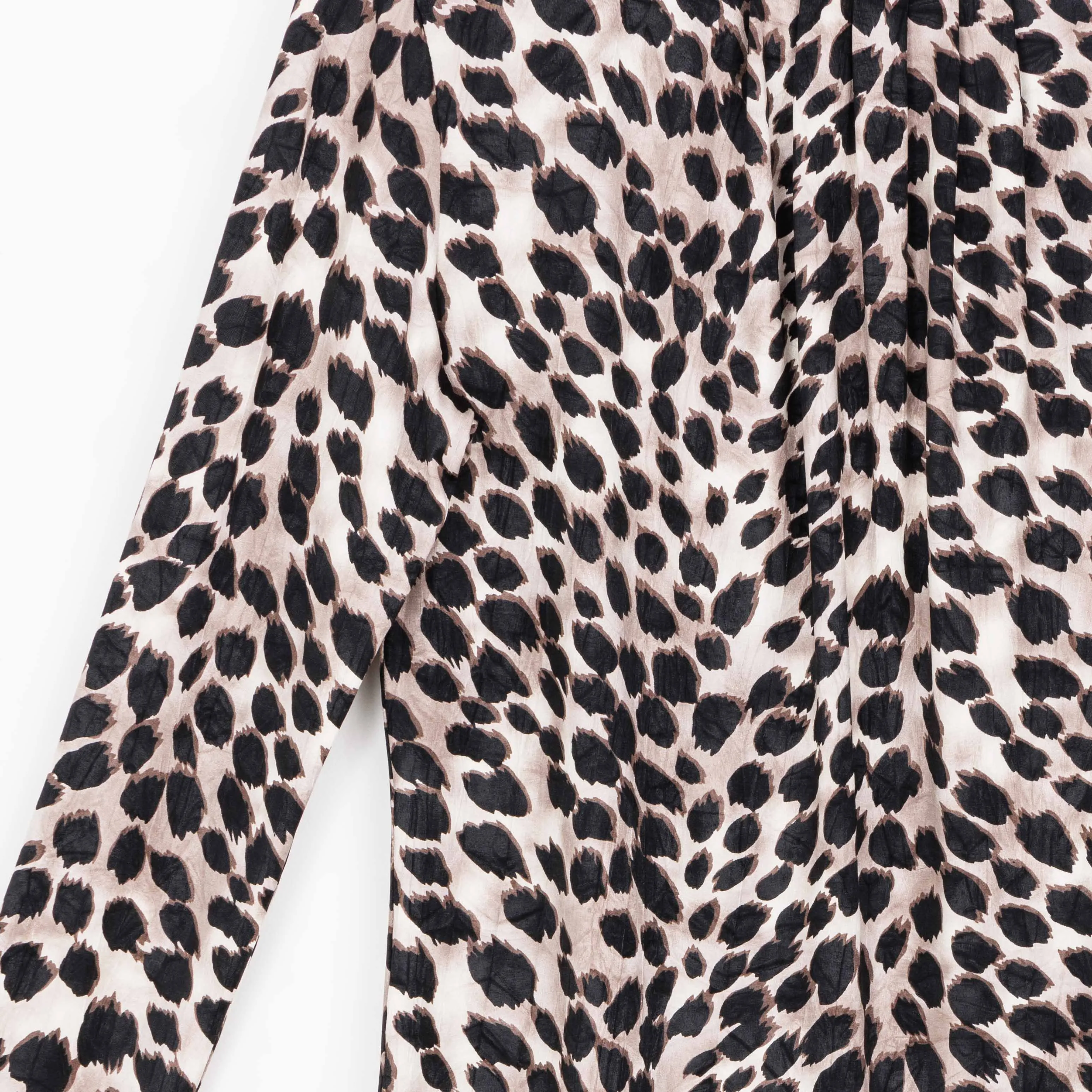 Crushed Silk Knit - Mock Neck Pleated Detail Top - Cheetah Spot - Final Sale!