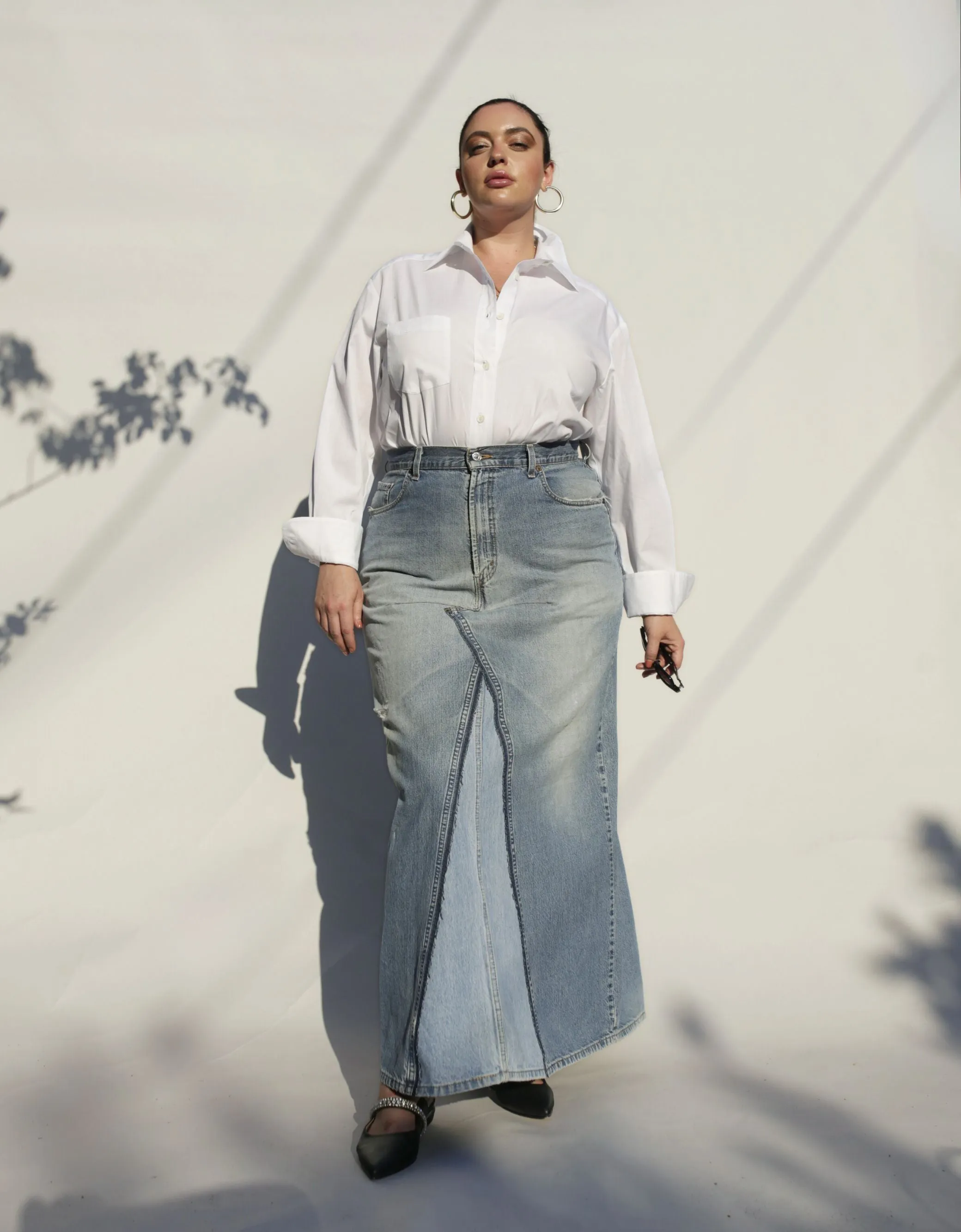 Deconstructed Reconstructed Denim Maxi Skirt