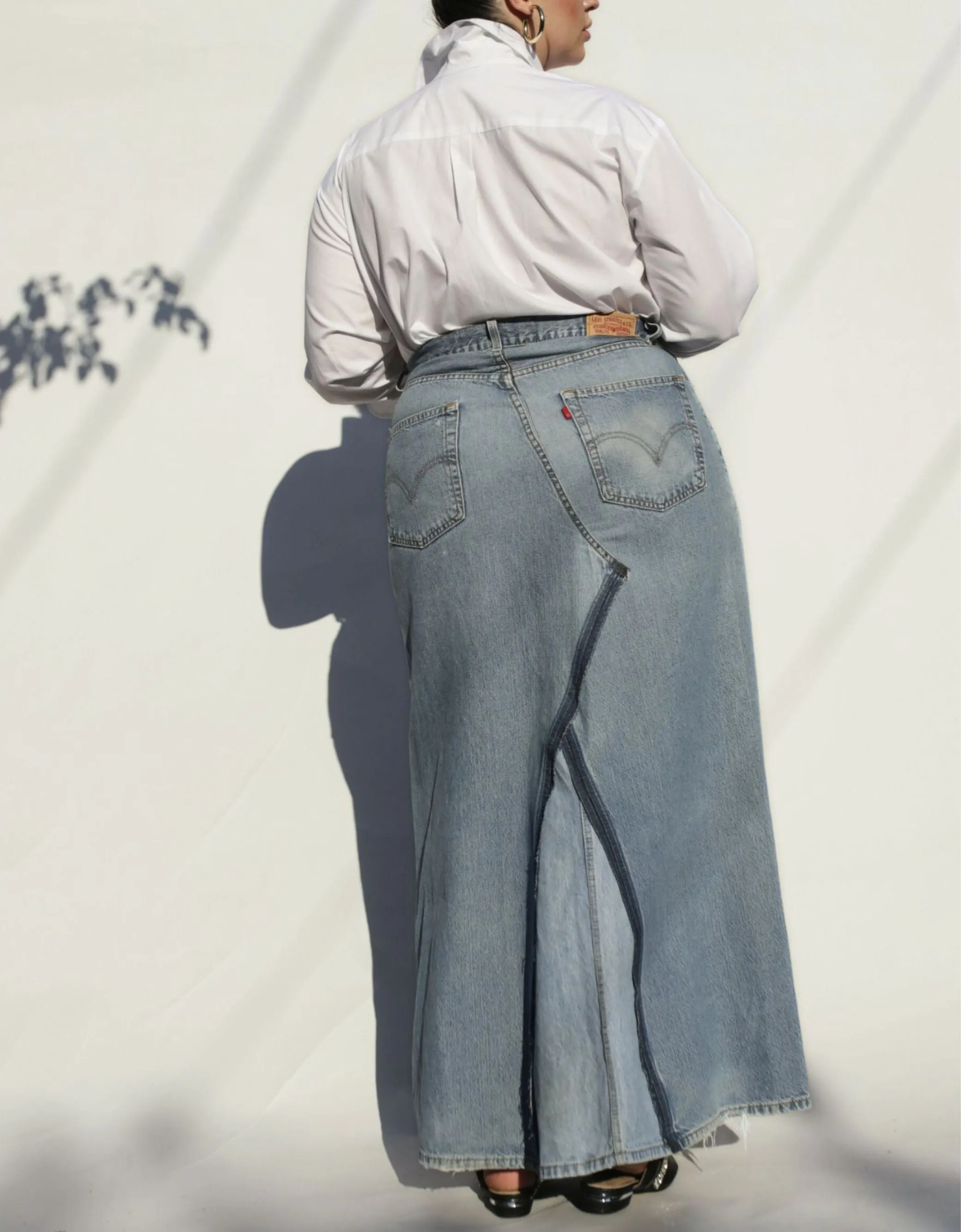 Deconstructed Reconstructed Denim Maxi Skirt