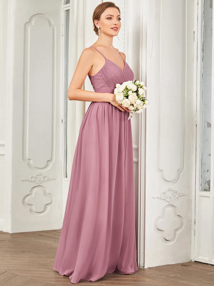 Deep V Neck A Line Hollow Out Design Wholesale Bridesmaid Dresses