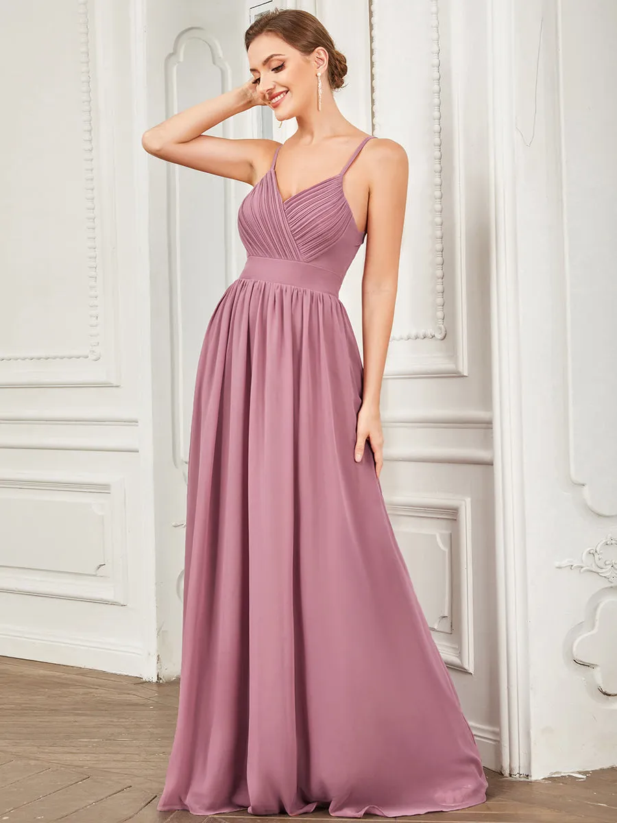 Deep V Neck A Line Hollow Out Design Wholesale Bridesmaid Dresses