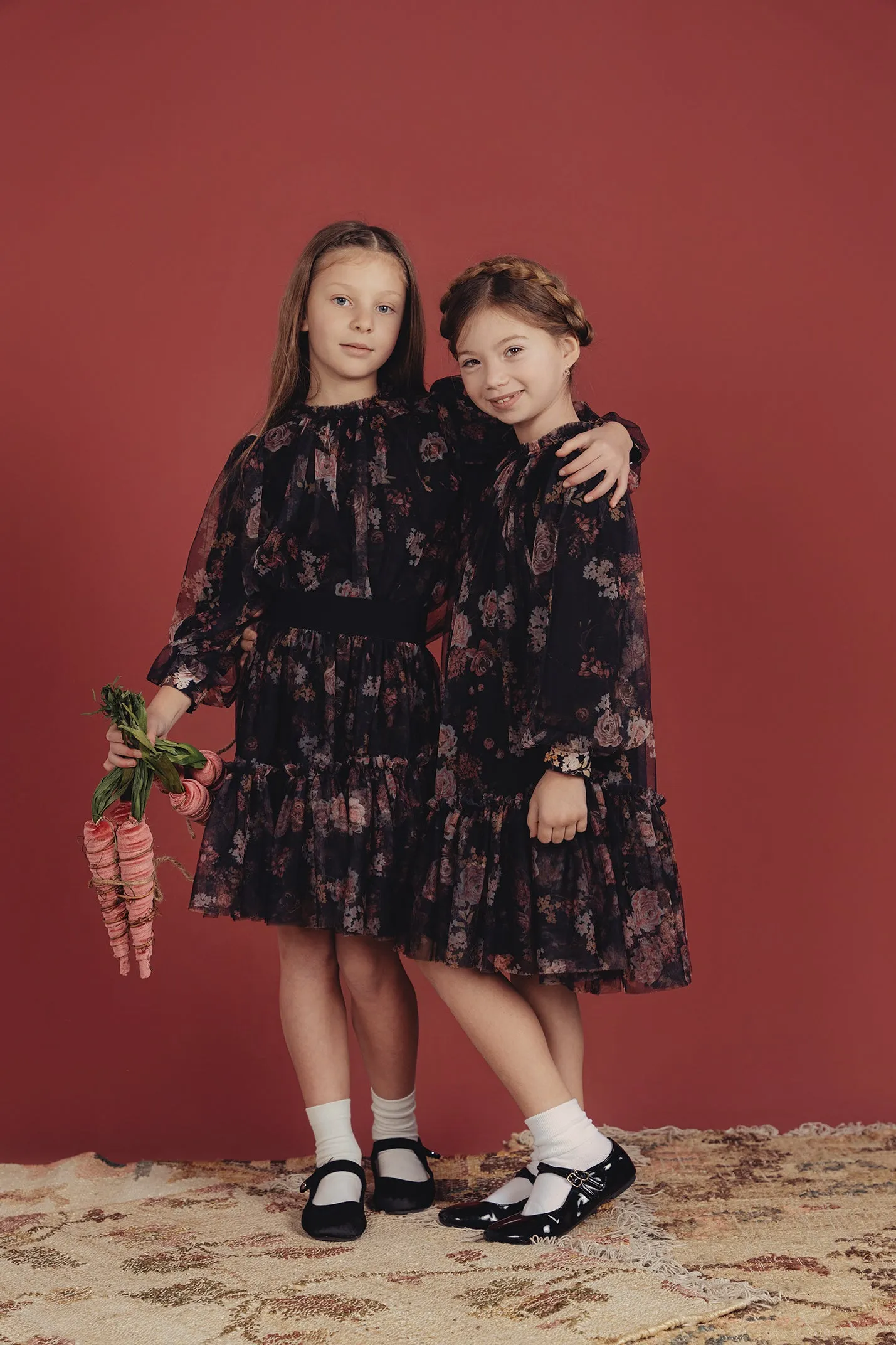 dress printed tulle silk printed detail - black