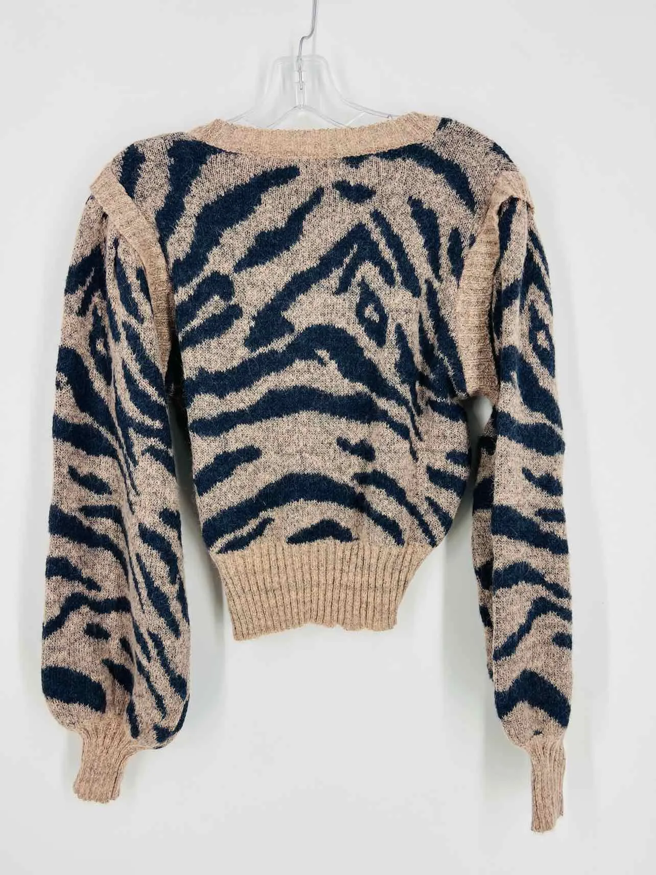 En Saison Size L Beige/Navy Animal Print Knit NEW Designer Sweater