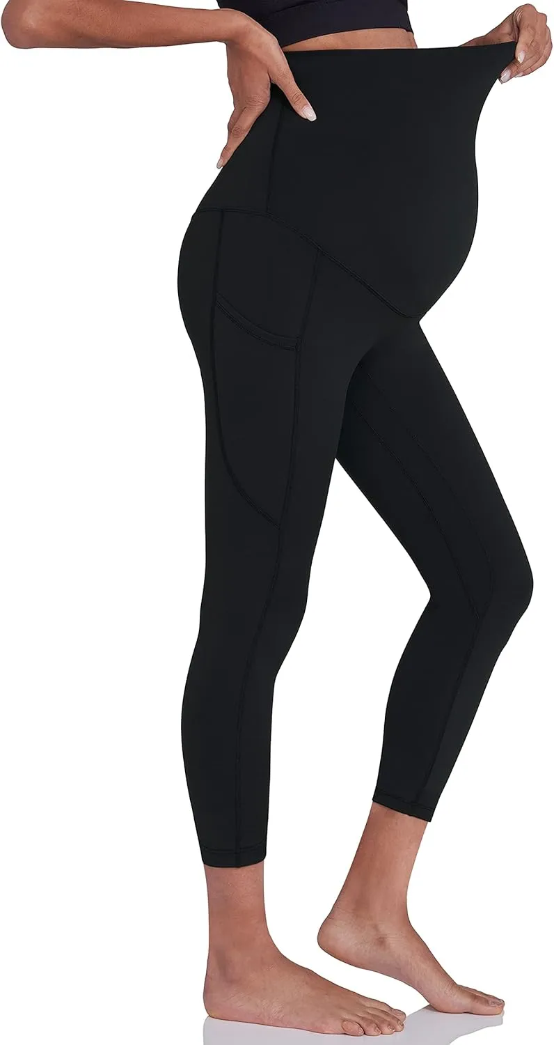 Enerful Women's Maternity Workout Leggings Over The Belly Pregnancy Active Wear Athletic Soft Yoga Pants with Pockets
