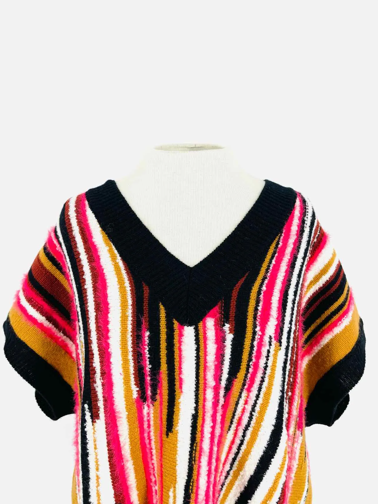 Floor Size S Tan/Multi-color Stripe Knit NEW Designer Vest