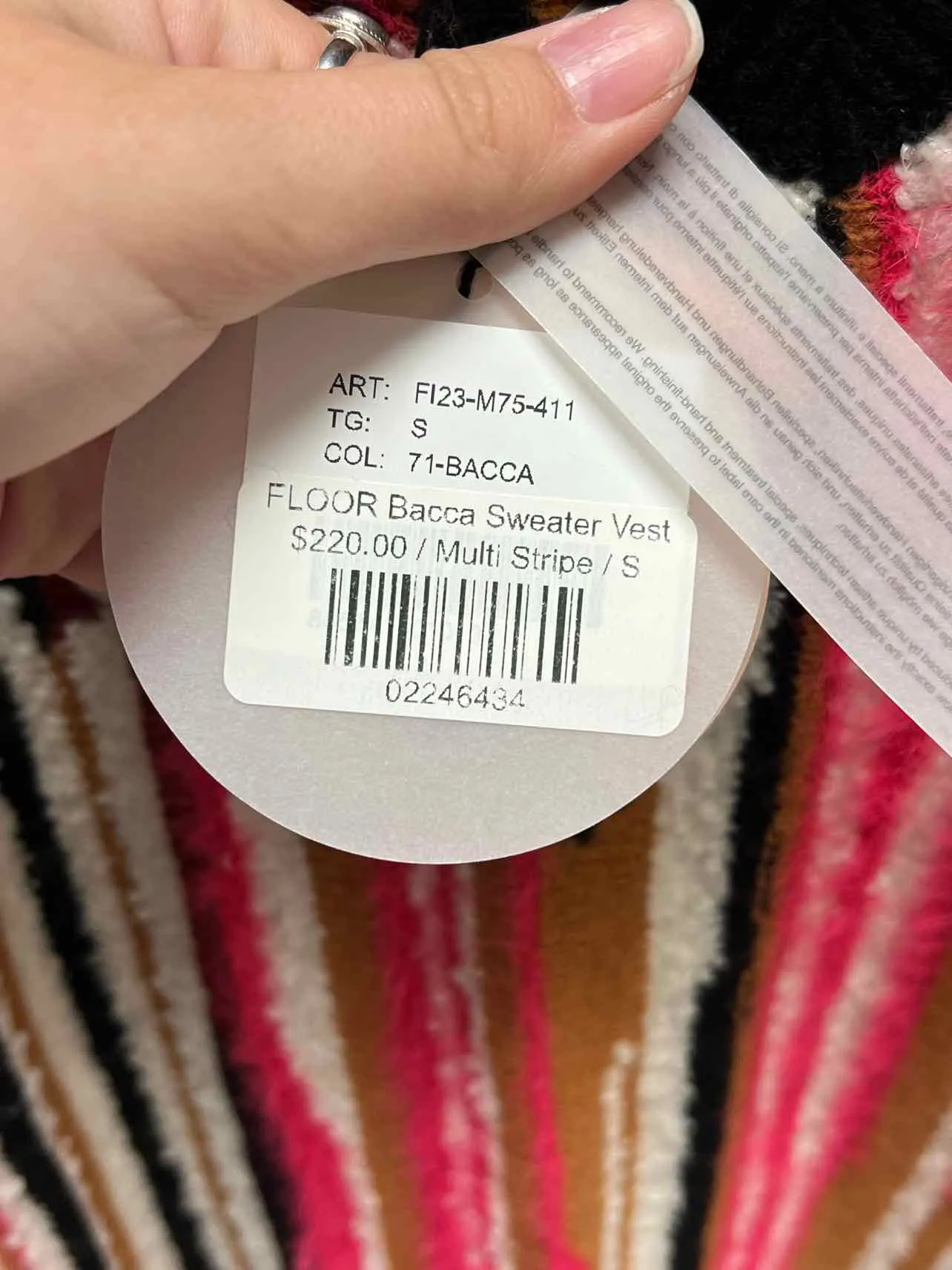 Floor Size S Tan/Multi-color Stripe Knit NEW Designer Vest