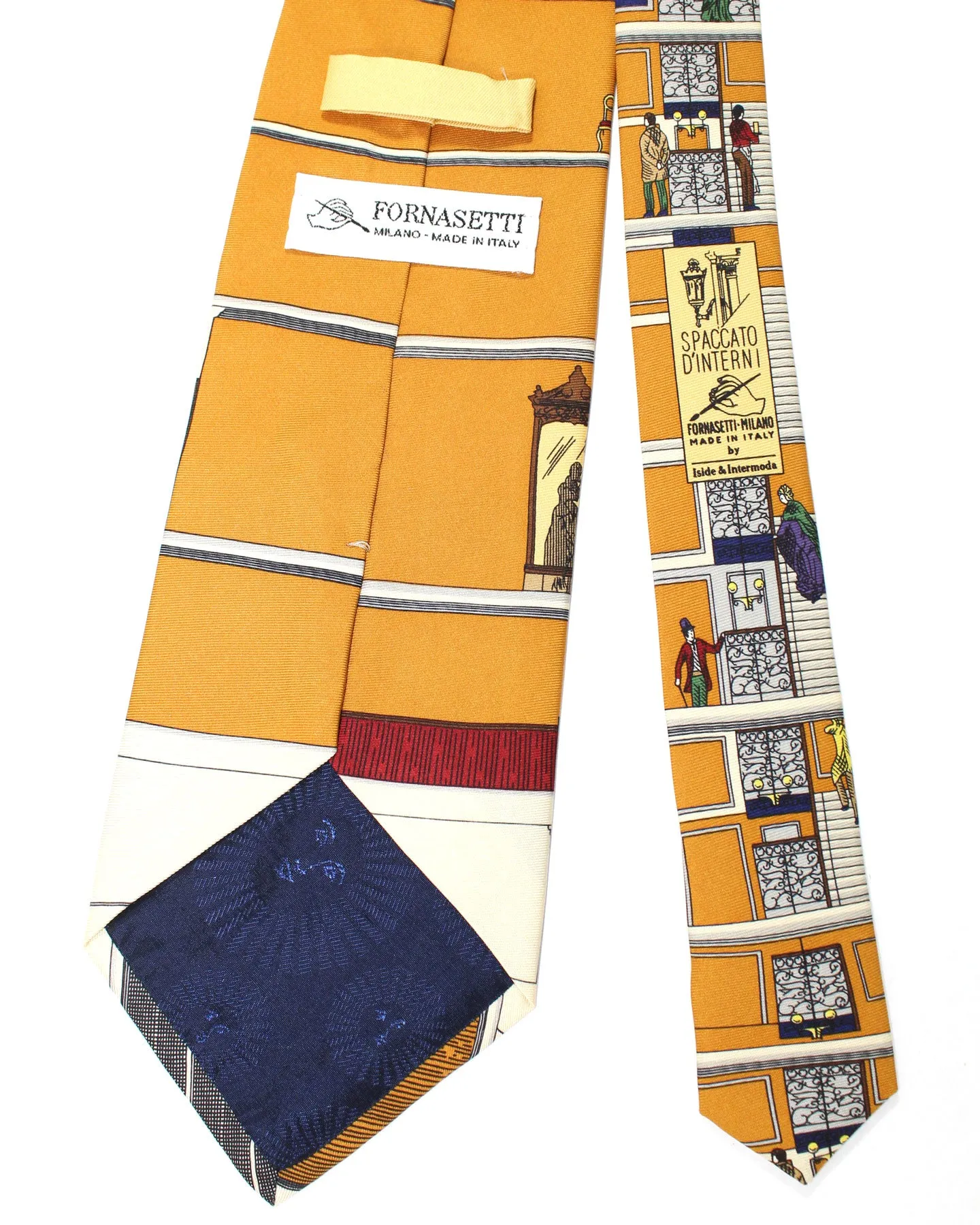 Fornasetti Tie Brown Spaccato D'Interni  Design - Wide Necktie