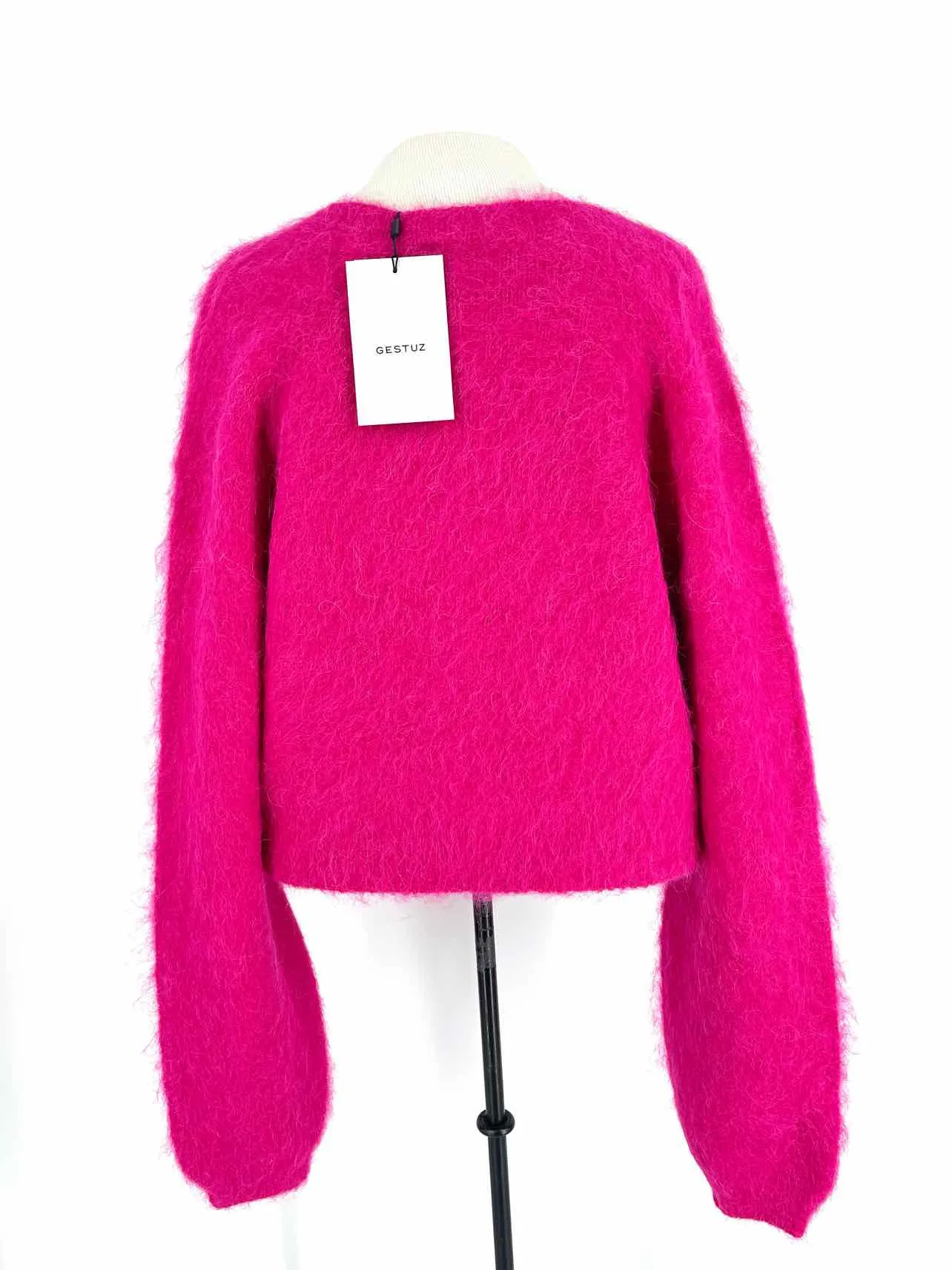 Gestuz Size S Hot Pink Cropped Wool Blend NEW Designer Sweater