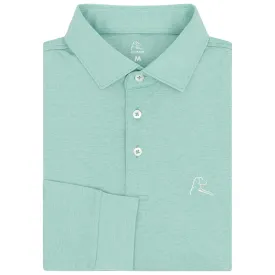Heather | Long Sleeve Performance Polo | Heather - Sea Green/White